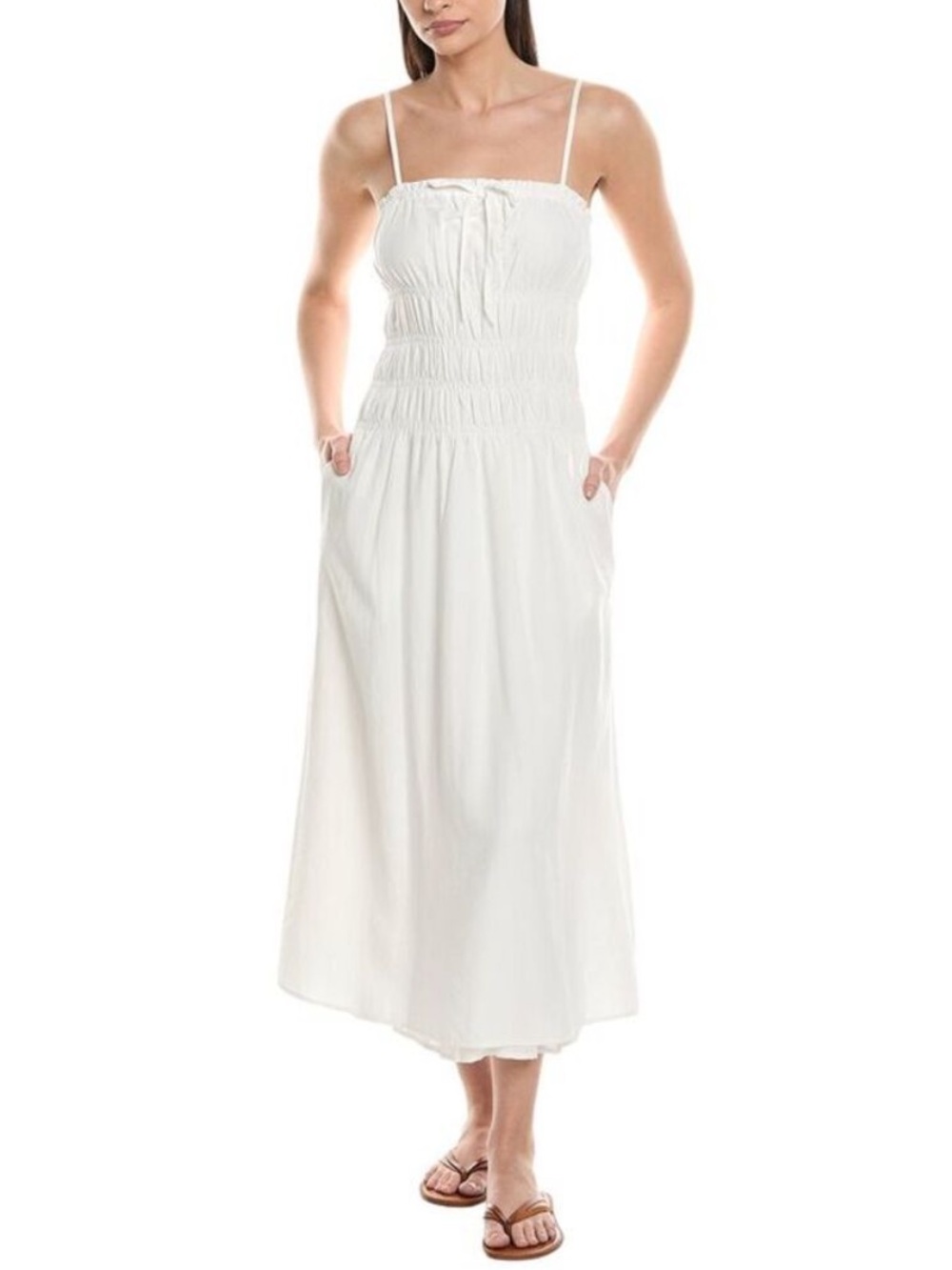 NWT Onia Smocked Midi Dress in White XS